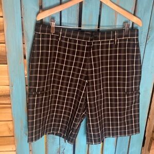 Adidas plaid men’s golf shorts size 34x12 black white and gray